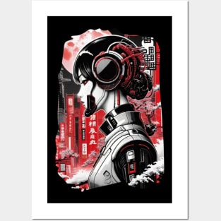 Futuristic Japanese Style Girl - Cyberpunk Posters and Art